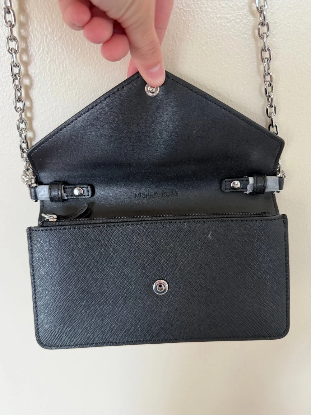 MICHAEL KORS Jet Set Travel Black Saffiano Leather Small Purse Crossbody Wallet